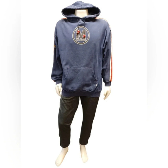 Maurice Malone L/S Blue Hooded Sweat Shirt GUC Vintage Size XXL - Picture 2 of 12